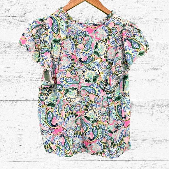 Another Love White and Pink Flutter Sleeve Blouse - Picture 2 of 4